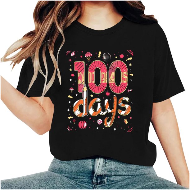 Camisetas de Cuello de Tripulación de Manga Corta para Mujeres Carta Impresa Camiseta 95% Poliéster 5% Spandex, Manga Corta Cuello Redondo Top Casual para Diario