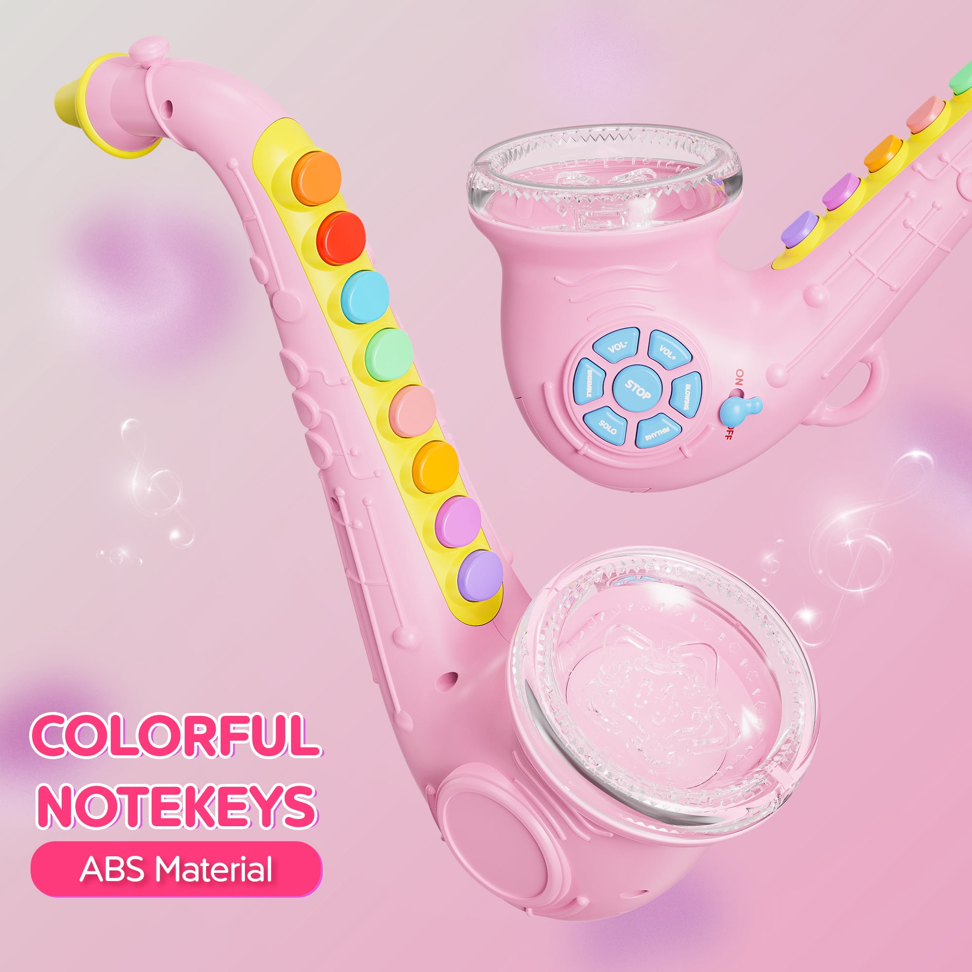 Contixo KT1 Toy Saxophone with Lights and Sound, Early Education Musical Instruments for Kids, Pink