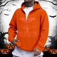 thumbnail image 2 of KHONTS Halloween Plus Size Hoodies for Men Funny Graphic Trick or Treat Pumpkin Quarter Zip Hoodie Sweatshirt Long Sleeve Pullovers Orange M, 2 of 4