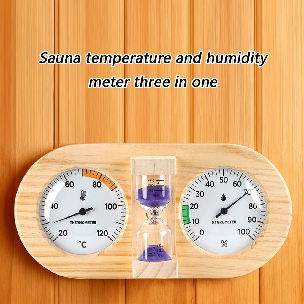 Room Thermometers Hygrometer with Sand Timer Wall Mounted Temperature Humidity Meter for Sauna Room