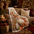 thumbnail image 3 of Autumn Harvest Pumpkin Maple Leaf Scene Rust Dahlias, Cozy Friendship Quote Scene, Warm Flannel Blanket for Living Room and Reading Nook, Art Lovers Thanksgiving Gift, Artistic Home Decor, 3 of 7