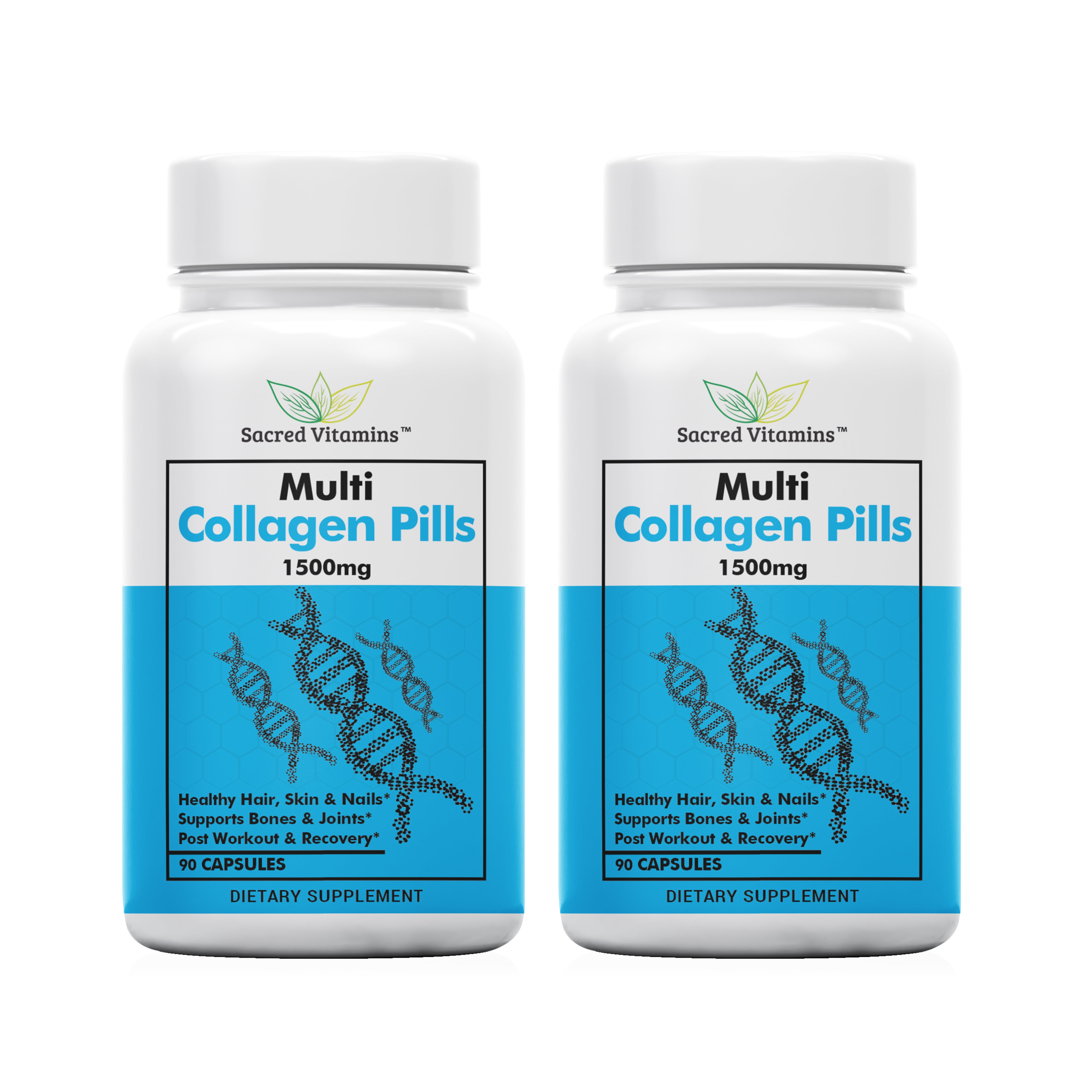 Premium Collagen Capsules (Types I, II, III, V, X) For Hair Skin Nails Support, Anti Aging, Joint Support, and Bone Health - Complete Collagen Peptides for Men and Women - 90 Dietary Capsules
