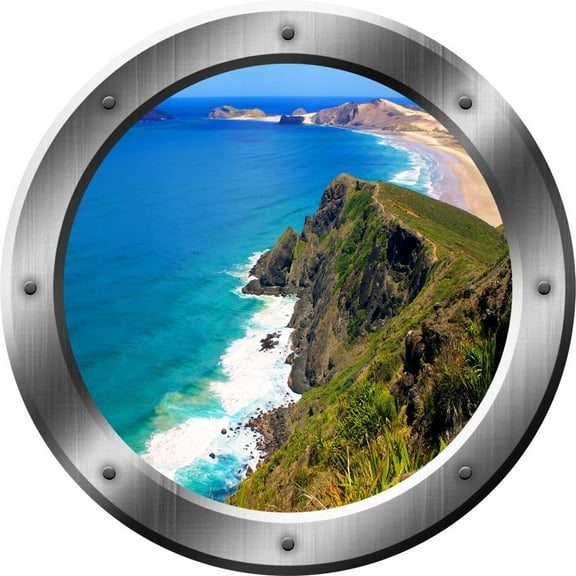 VWAQ 3D Ocean View Wall Decals Nature Scene Peel And Stick Mural VWAQ-SP33 (14" Diameter)