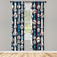 thumbnail image 2 of Ambesonne Baseball Curtains, Ball Pattern 4th of July, Pair of 28"x84", Sea Blue Off White Red, 2 of 2