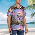 thumbnail image 2 of KLL Men's Hawaiian Shirt Short Sleeve Button Down Beach Shirts-Sky Sunflower Skull, 2 of 5