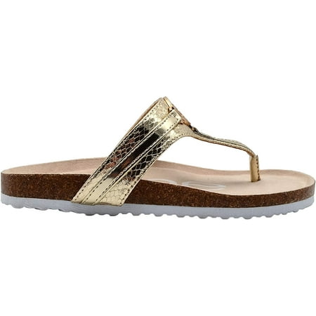 

bebe Girls Big Kid Glitter Snake Print Footbed Slide Sandal with Metallic Strap - Fashion Summer Shoes Gold 12