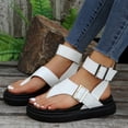 thumbnail image 6 of Xfvqtps Womens Thong Sandals Flatform Thick Bottom Double Buckle Adjustable Ankle Strap Soft Sole Non Slip Flip Flops Beach Sandals White, 6 of 9