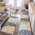 thumbnail image 2 of Blue Floral and Petal Pattern Kitchen Rugs Sets Of 3,Kitchen Runner Rugs Non Skid Washable,Decorative Kitchen Floor Mats for Kitchen,Sink,Laundry,17"x30"+ 17"x47" + 17"x59", 2 of 6