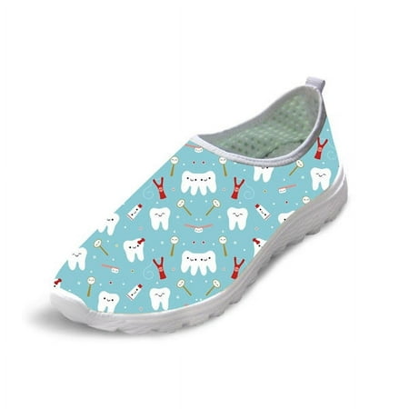 

Ladies Loafers Women Cute Dentist Print Summer Flats Mesh Casual Shoes Woman Sneakers Breathable Female Slip On Shoes Plus Size