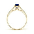 thumbnail image 2 of ANGARA Natural Solitaire Oval Sapphire Ring with Pave Diamond Accents in 14K Yellow Gold for Women (Size-6x4mm) | September Birthstone, Anniversary, Jewelry Gift for Women | Natural Sapphire Ring, 2 of 7
