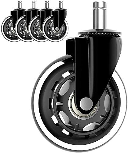 Set of 4 Carpet Twin Wheel Castors with Brakes Chair Casters Wheel Replacement Office Chair Castors with Screw Heavy Duty Furniture Castors Swivel for Hardwood Floors Laminate and Tile 