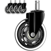 5 Pack Office Chair Wheels, 3" Heavy Duty Casters for Office, Gaming Chairs, Universal Rubber Chair Casters Replacement for All Floors, Hardwood & Carpet