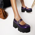 thumbnail image 4 of Elegantes zapatos de cuero para mujer Estilo británico Hebilla de cinturón Estudiante Cómodo Usable Casual Tacones altos gruesos Sandalias con correa de tobillo de color sólido Wmkox8yii  ghj2548, 4 of 5