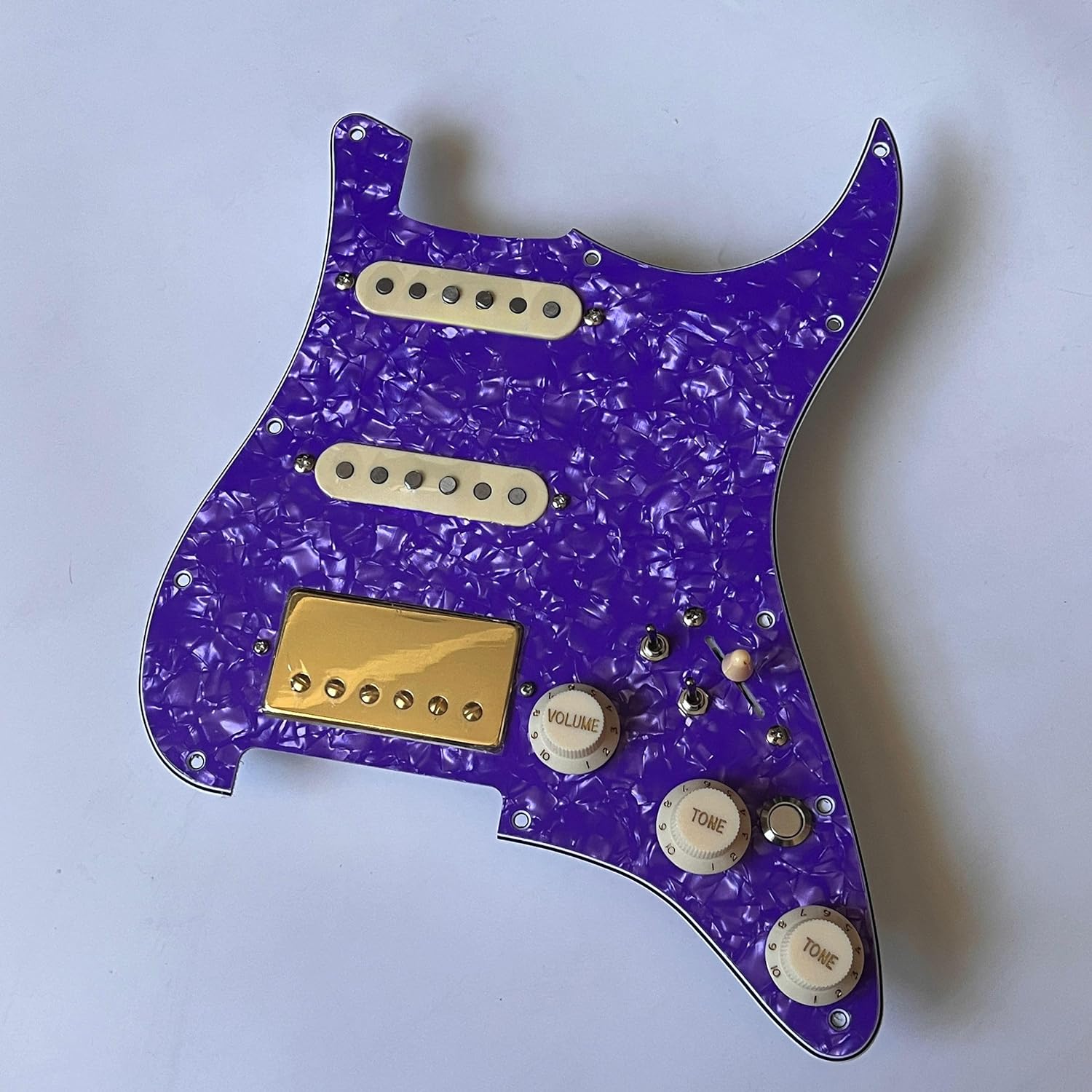 SSH Prewired Guitar Strat Pickguard Set With Silent Switch Kill Swith Ainico 5 Humbucker Pickups Coil Splitting Switch Multi Switch Harnesses ,For Fender ST Electric Guitar Part Replacement