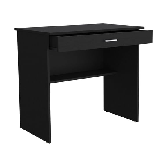 Nmkwnr Wood Computer Desk with 1 Drawer and Open Shelf, Writing Table for Living Room, Office, Black