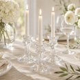 thumbnail image 3 of Efavormart 12 Pack Clear Glass Taper Candle Holders, 4" Reversible Votive Candle Stand - Faceted Pedestal Design, 3 of 4