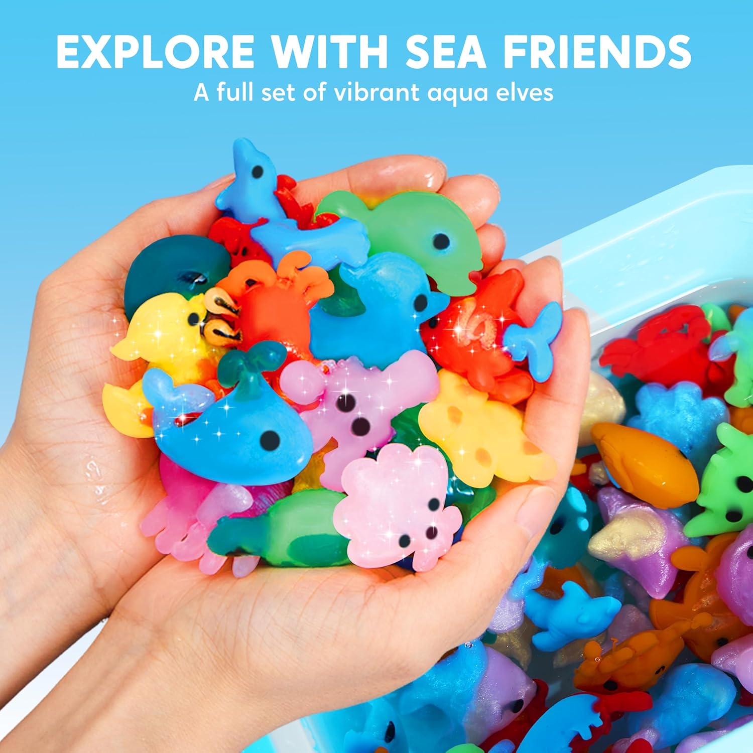 Kit de Juguete Mágico de Agua Joyfy, Juguete de Hada Acuática con 10 Geles Mágicos, 12 Moldes de Criaturas Marinas, Manualidad Creativa DIY, Regalo de Navidad y Cumpleaños para Niños de 3+ 6