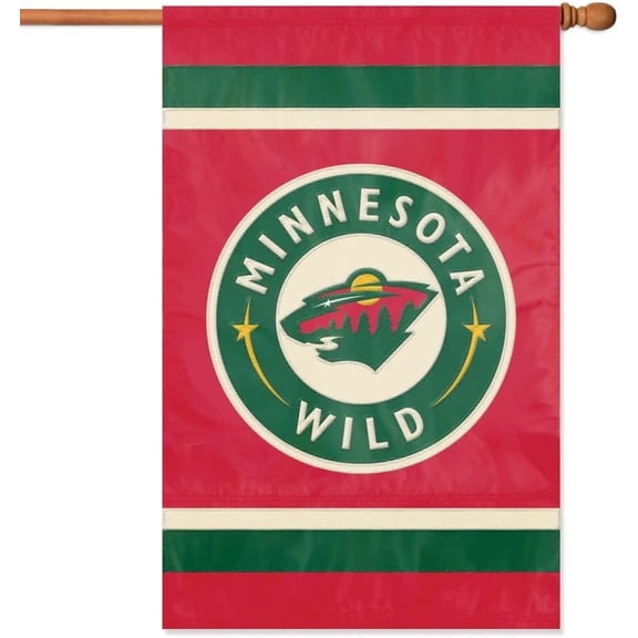 Minnesota Wild Banner Flag Embroidered Premium 2-sided 28x44 Outdoor Football