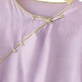 thumbnail image 3 of Embroidered Linen Tops for Women Dressy Casual Ruffle Mid-Sleeve Shirts Crew Neck Pullover Tees,Purple,XXL, 3 of 5