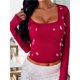 thumbnail image 5 of Camisetas de Larga para Mujer, Tops Cortos, Moda de Otoño, Cuello Cuadrado, Camisetas Básicas para Salir, Ropa Y2K Vino Tinto XL, 5 of 7
