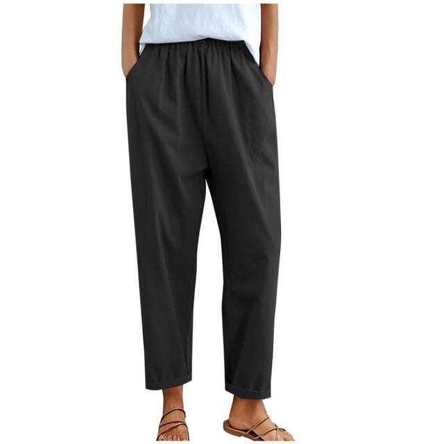Birdeem Mode Femmes Boutons Solides Coton et Lin Pantalon Ample Décontracté Jambes Larges