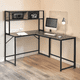thumbnail image 1 of Escritorio para computadora FurnitureR BABETTE con estante de almacenamiento Nogal L138 W110 H75-135cm, 1 of 6