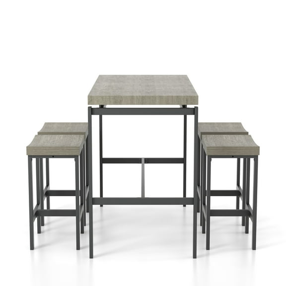 Furniture of America Wim 5-Piece Counter Height Dining Set, Gray