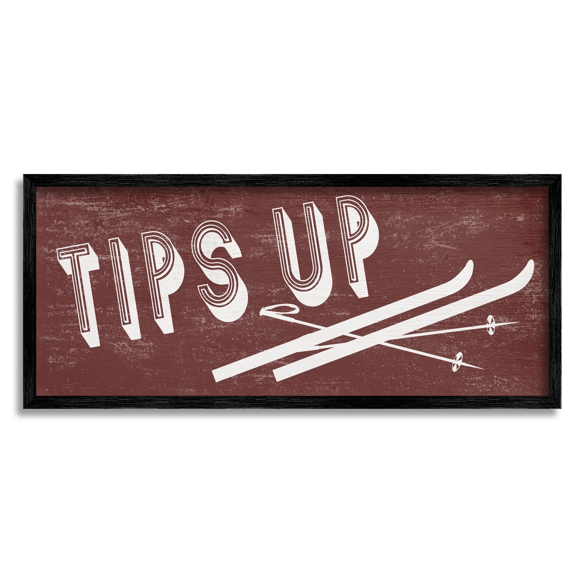 Stupell Industries Tips Up Phrase Retro Typography Ski Winter Sport, 30 x 13, Design by Daphne Polselli