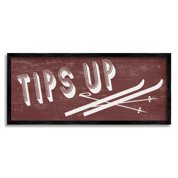 Stupell Industries Tips Up Phrase Retro Typography Ski Winter Sport, 24 x 10, Design by Daphne Polselli