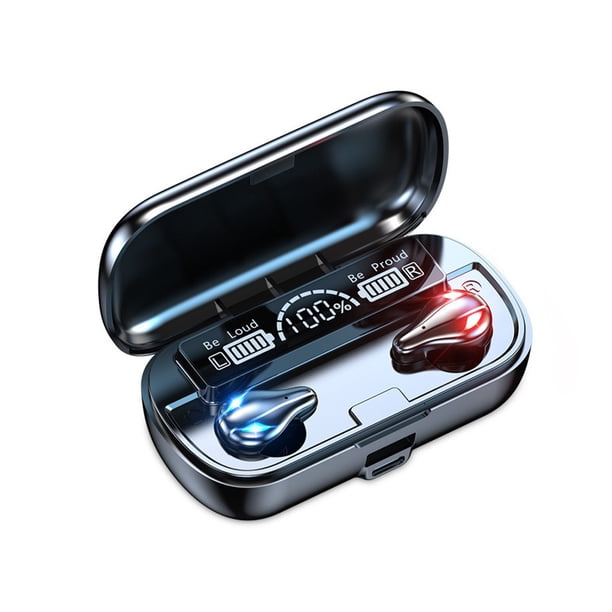 Auriculares compatibles con Bluetooth Auriculares inalámbricos con cancelación de ruido Auriculares recargables a prueba de sudor Pantalla digital Auriculares de baja latencia Negro tholdsy EL022569-01B
