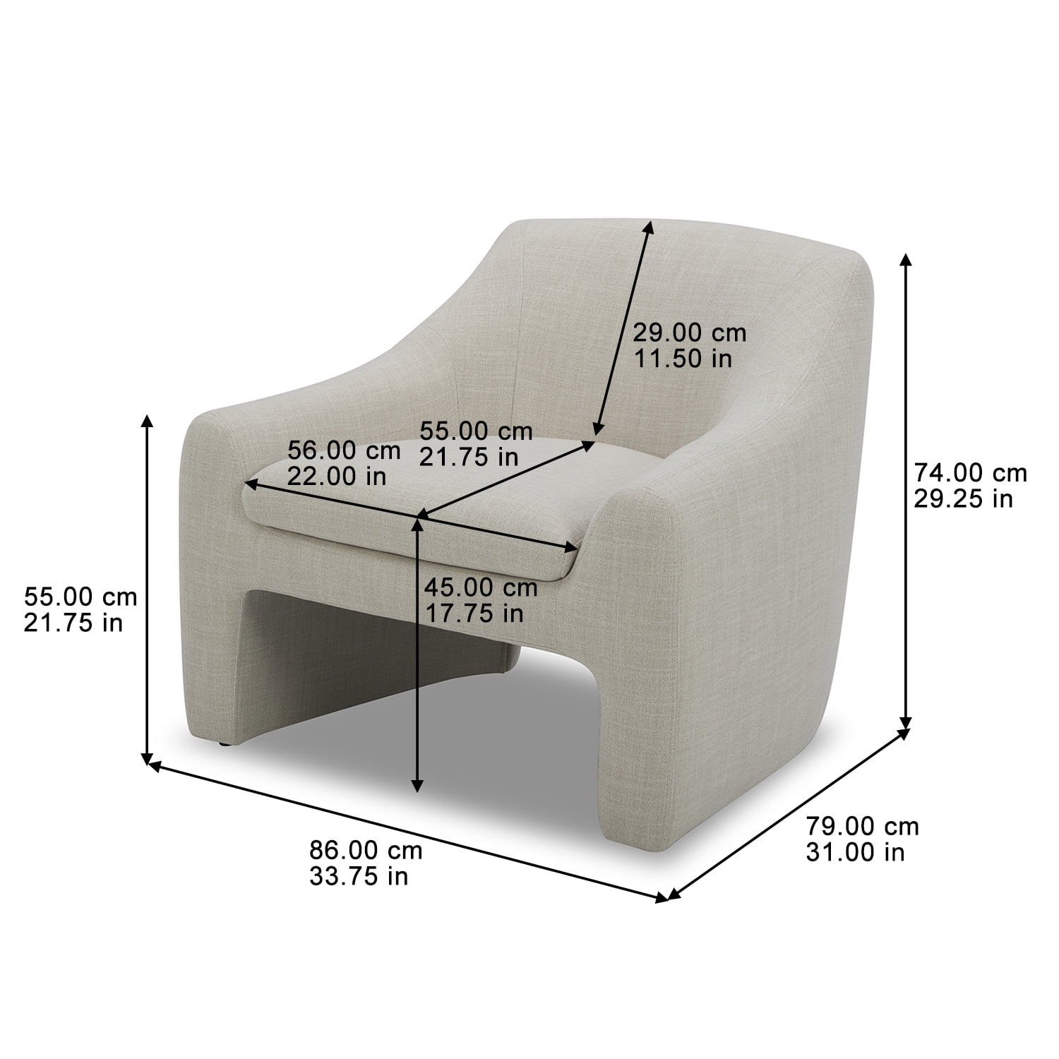 Better Homes & Gardens Emerson Curvy Accent Chair, Cream Linen