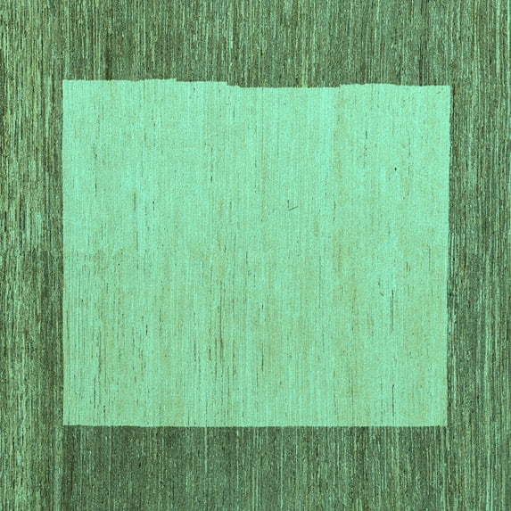 Ahgly Company Indoor Square Abstract Turquoise Blue Modern Area Rugs, 5' Square