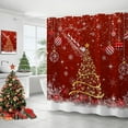 thumbnail image 2 of Red Christmas Shower Curtain with 12 Hooks Christmas Bathroom Decor, Shiny Christmas Tree Ball Snowflake Xmas Christmas Holiday Shower Curtains for Bathroom, 72x72 Inch, 2 of 6