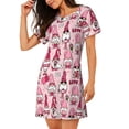 thumbnail image 2 of Gukieu Garden Gnomes Print Women's Nightgown, A-line Round Neck Short-sleeved Nightgown Pajamas Home Wear Suitable for Home and Outing, 2 of 6