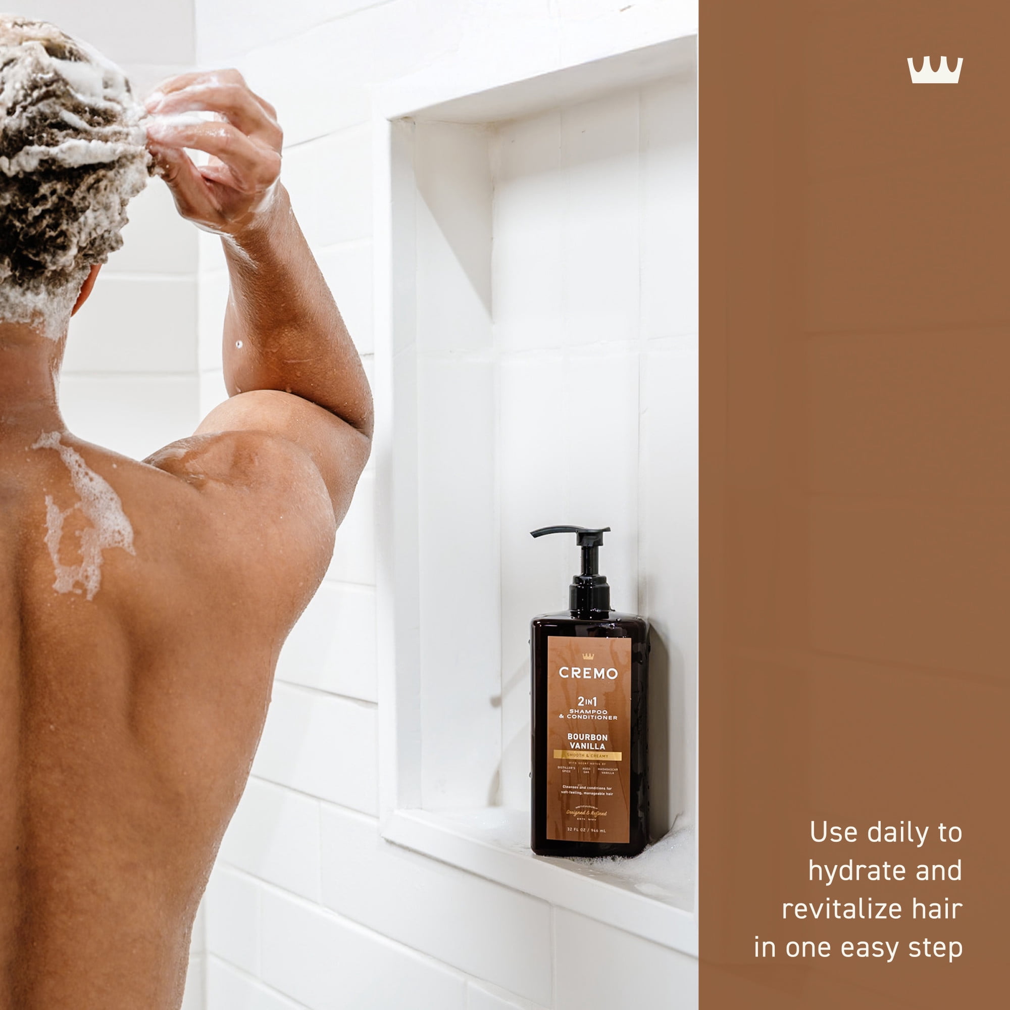 Cremo 2-in-1 Shampoo & Conditioner, Bourbon Vanilla Scent, 32 fl oz