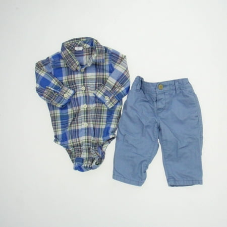 

Pre-owned Gap Boys Blue Plaid Apparel Sets size: 3-6 Months