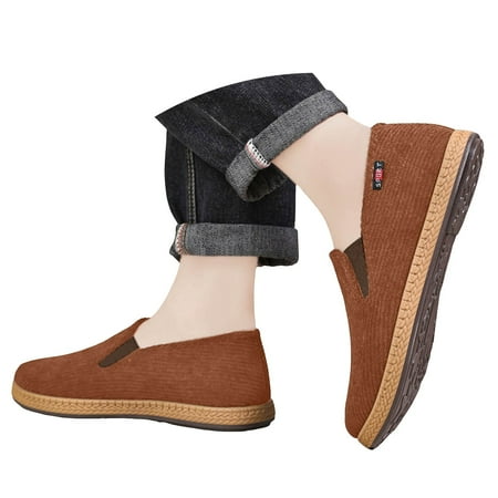 Mepaouo Mens Slip-on Canvas Loafers Casual Boat Shoes Lightweight Work Walking Flats Shoes