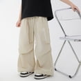 thumbnail image 4 of Angala Little Boys Outdoor Pants Wide Leg With Pockets Fall Casual Boys Baggy Trousers Size 6-7 Years Khaki, 4 of 9
