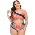 thumbnail image 4 of Women's Plus Size Bikini Sets High Waisted Two Piece Swimsuits V Neck Floral Printed Twist Front Bathing Suits (Pink, XL), 4 of 7