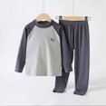 thumbnail image 2 of CAUYDYBoys Girls Soft Cotton Sleepwear Set Long Sleeve Pajamas with Pants 2PCS Kids Comfort Loungewear Cute Nightwear Set(L101-Grey,14-15 Y), 2 of 7