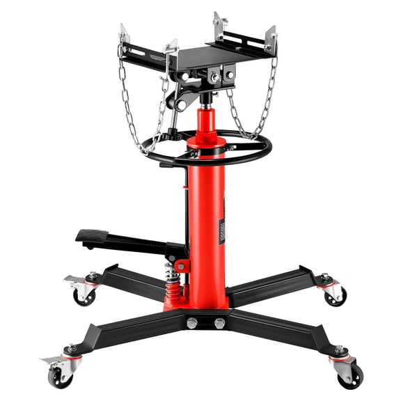 0.75 Ton Hydraulic Transmission Jack 1660 lbs Capacity 2 Stage Telescopic Floor Jack with Swivel Wheel Foot Pedal Garage Shop Lift Hoist Red