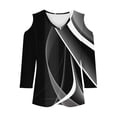 thumbnail image 4 of HongQid Women's Cold Shoulder Fashionable Solid Color T-shirt 3/4 Sleeve Shirt-Crewneck Casual Tops Three Quarter Length Tunic Tee, 4 of 5