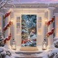 thumbnail image 4 of PuSpu Christmas Door Banner 90x180cm 1pc Polyester Multicolor Santa Snowman Porch Decor Indoor Outdoor Wall Hanging Backdrop Holiday Party Scene Setter Decorative Door Cover, 4 of 6