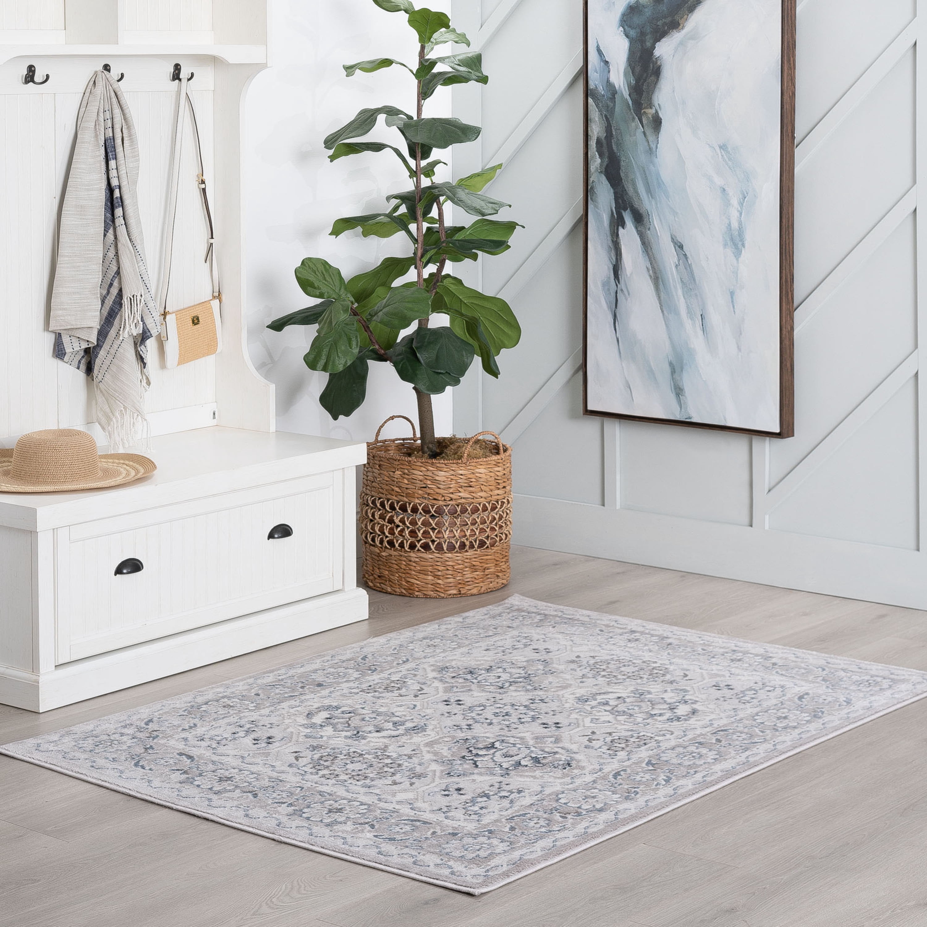 2x8 Modern Gray Runner Rugs for Hallway | Indoor Entry, Entryway, Walkway or Kitchen Rug 2'3'' x 7'3''
