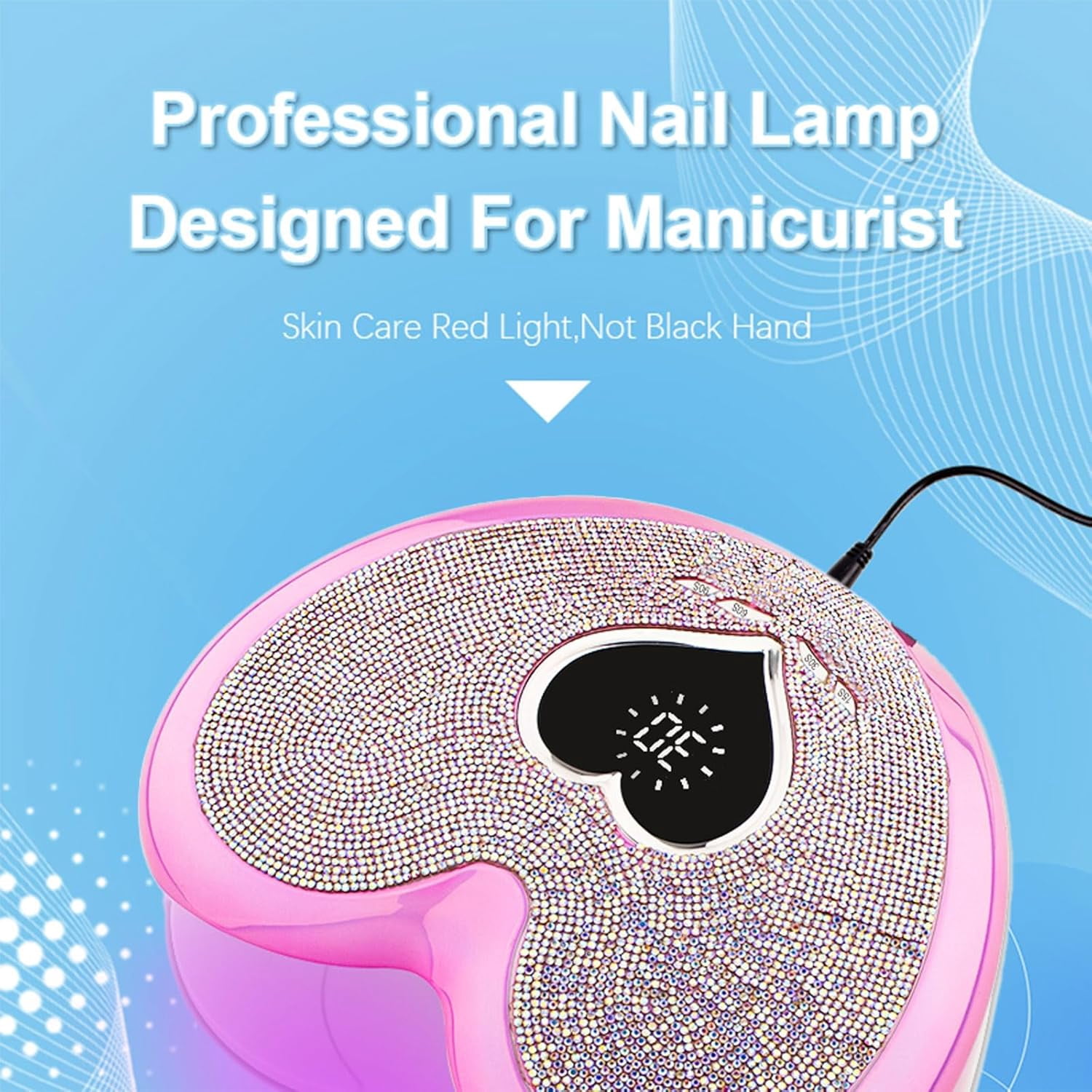 96W UV LED Nail Lamp,Rechargeable Cordless Nail Dryer,Portable Wireless UV Led Nail Light with Full Diamond on Surface,Professional Curing Gel Polish Acrylic Nails Tools for Home & Salon