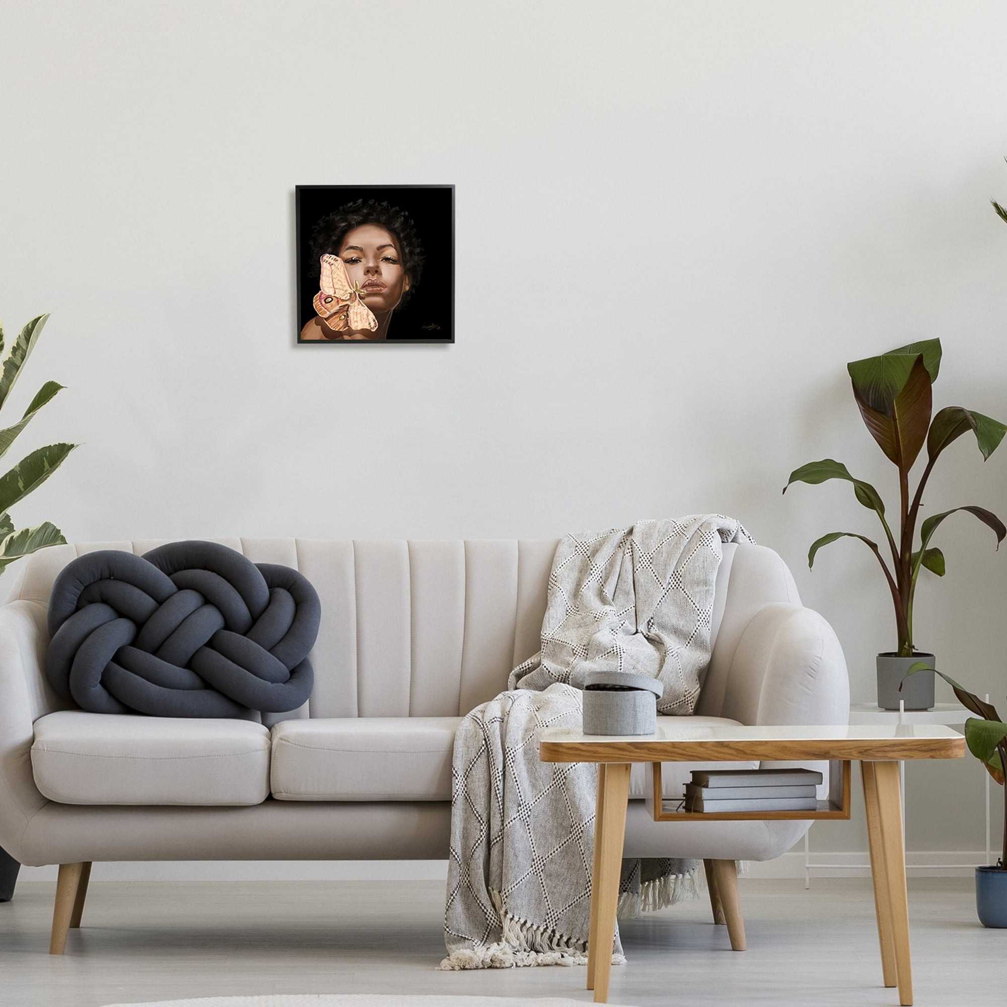 Stupell Industries Surreal African Female Portrait Butterfly Insect Wood Nymph,24 x 24, Design by Adekunle Adeleke