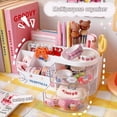 thumbnail image 3 of Kawaii stationery storage box makeup organizer hand account materials storage box cute desktop multifunctional organizer (L, pink) big pink 26-27s, 3 of 5