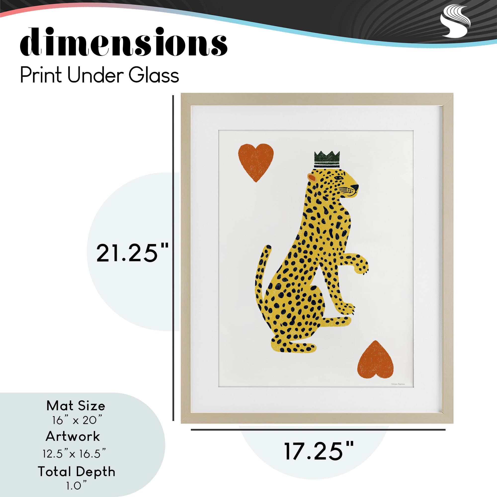 Leopard & Hearts Card Birch Framed Print Under Glass, design by Svetlana Aleynikova