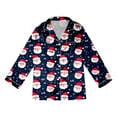 thumbnail image 4 of Ediodpoh Christmas Family Pajamas Matching Sets Printed Imitation Silk Long Sleeve Parent Child Outfit Home Pajamas for Women Navy_002 XL, 4 of 6
