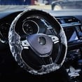 thumbnail image 2 of Steering Wheel Cover 38 cm Diameter Universal Fit for 14.5 in to 15 in Steering Wheels Winter Leather Non-Slip, 2 of 9